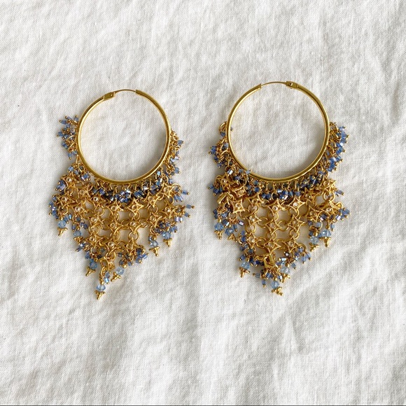 Gold and blue earrings - Picture 1 of 1